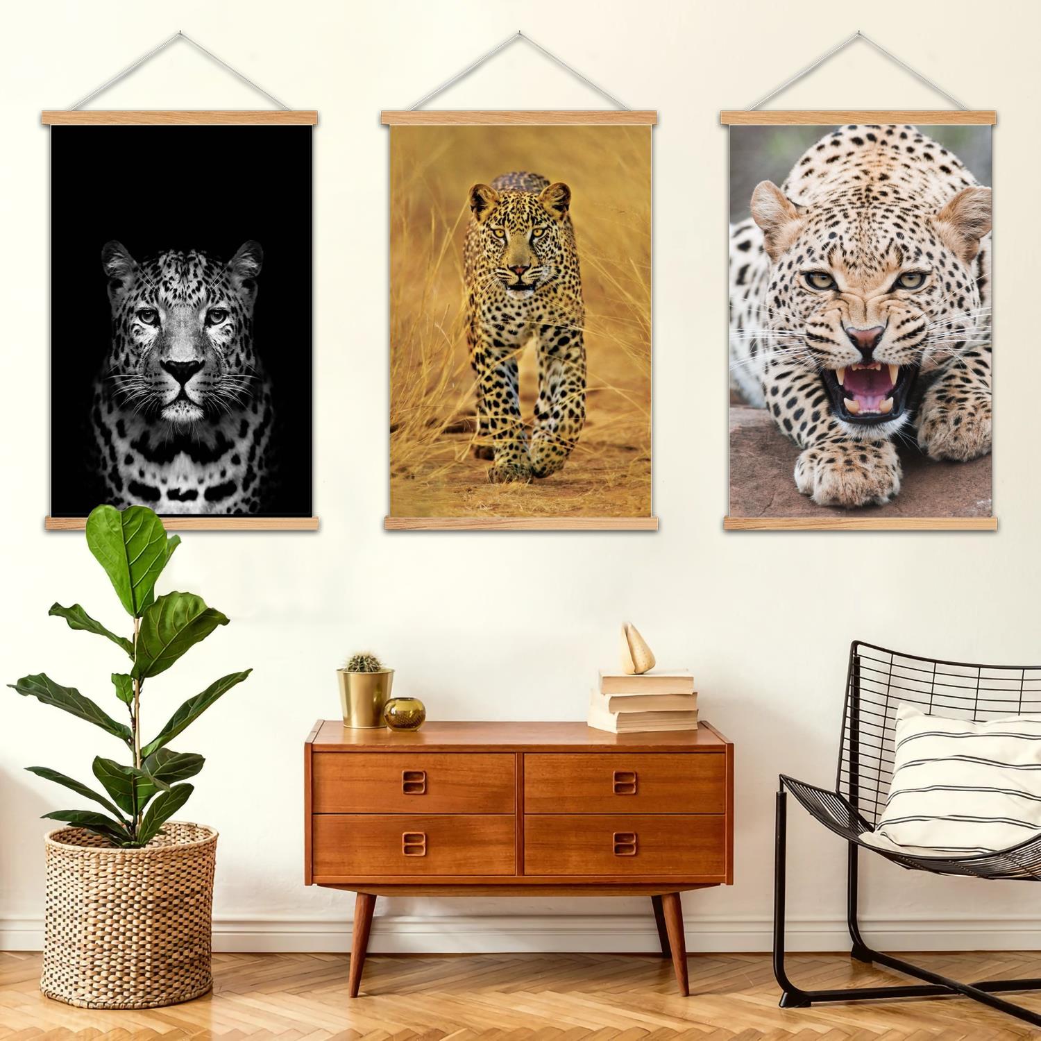 Art Print Framed - Leopar desenli çerçeveli duvar tablosu kanvas